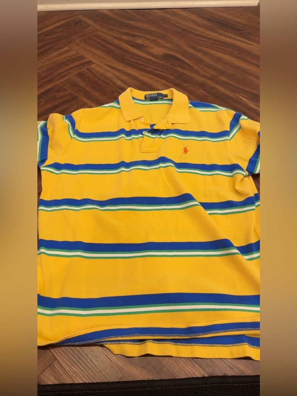 Polo by Ralph Lauren Yellow Green Blue Striped Polo Shirt